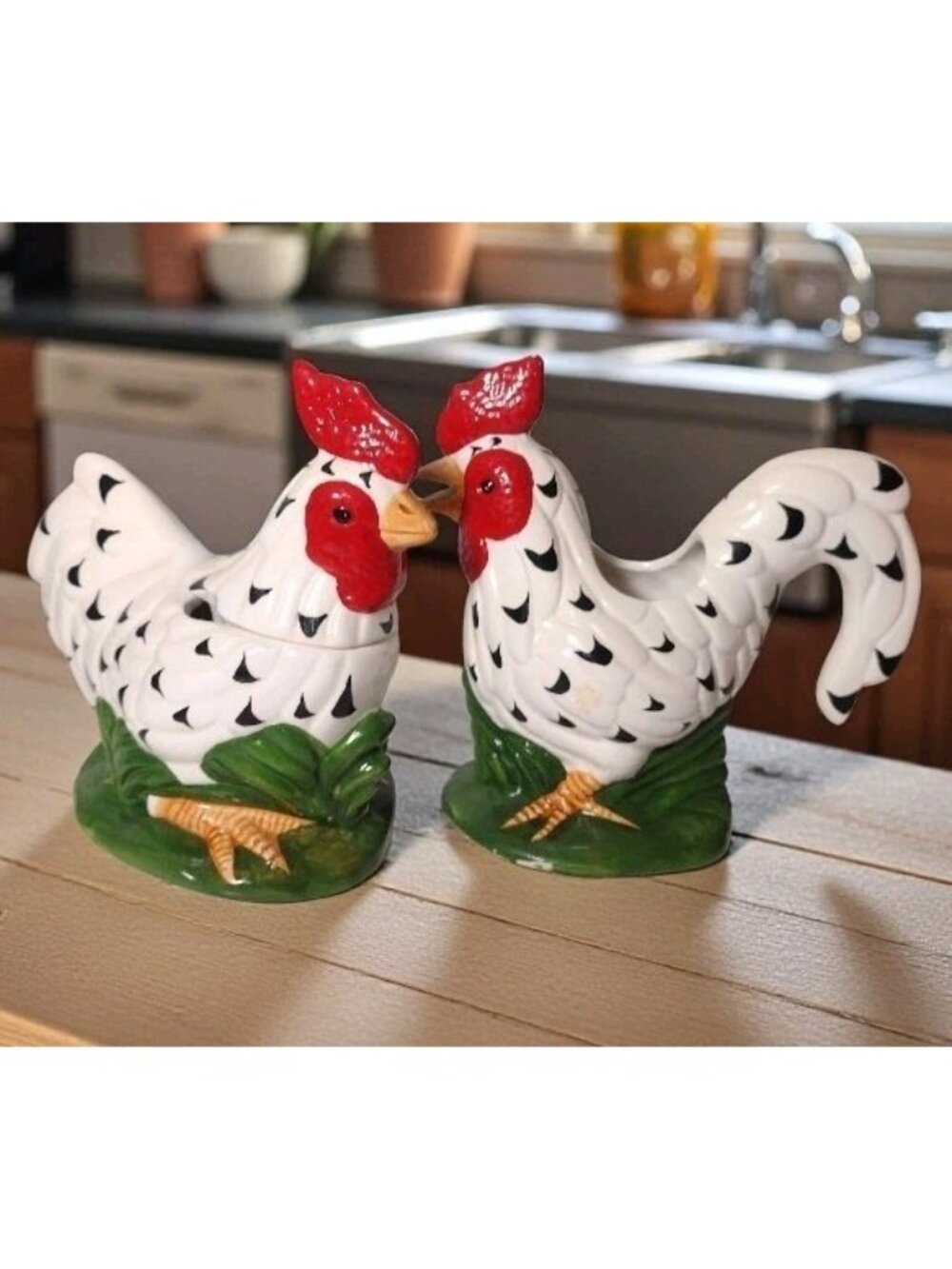 Boston Warehouse Chicken Rooster Sugar Creamer Vintage Ceramic Farmhouse Speckle